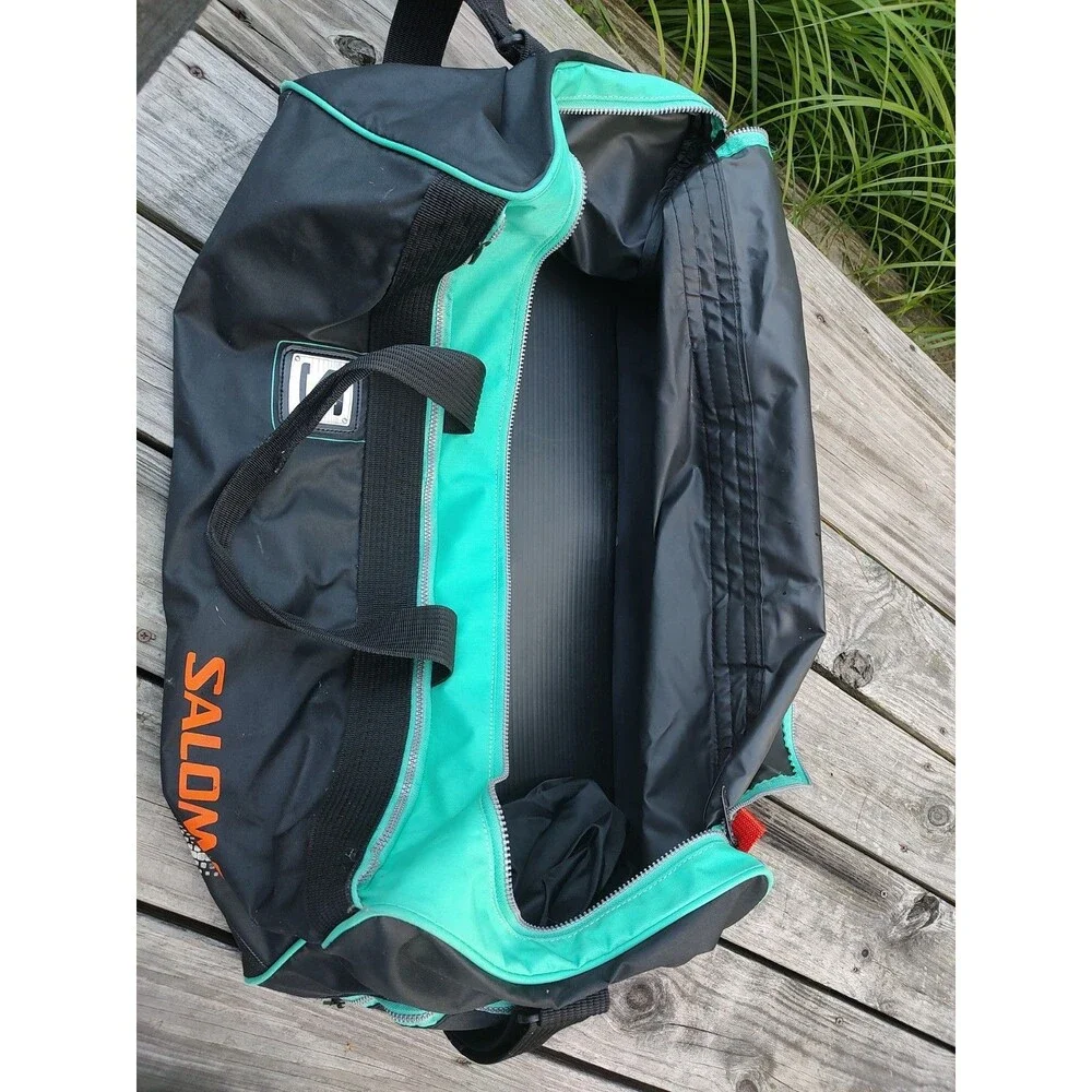 VTG 80s/90s Era SALOMON CLUB Skiing/Large Ski DUFFEL BAG Black/Teal/Orange